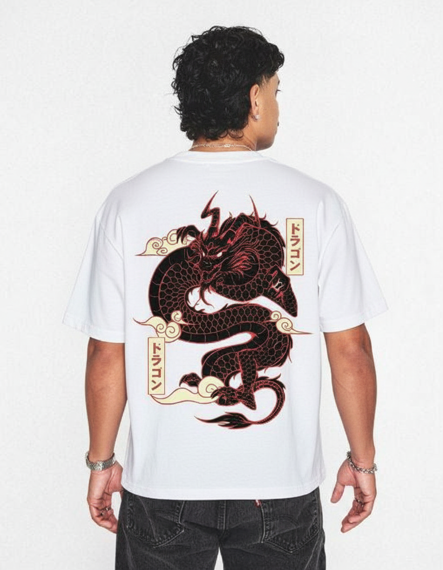 Men's 'Dragon' Printed Oversized T-shirt