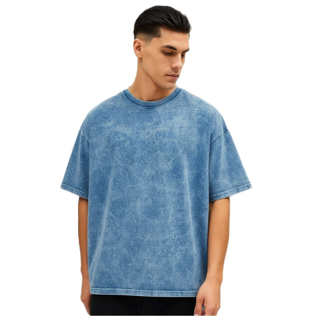 Men's Acidwash Oversized T-shirt - Sky Blue