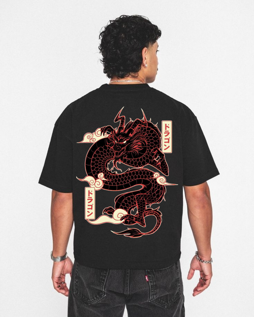 Men's 'Dragon' Printed Oversized T-shirt