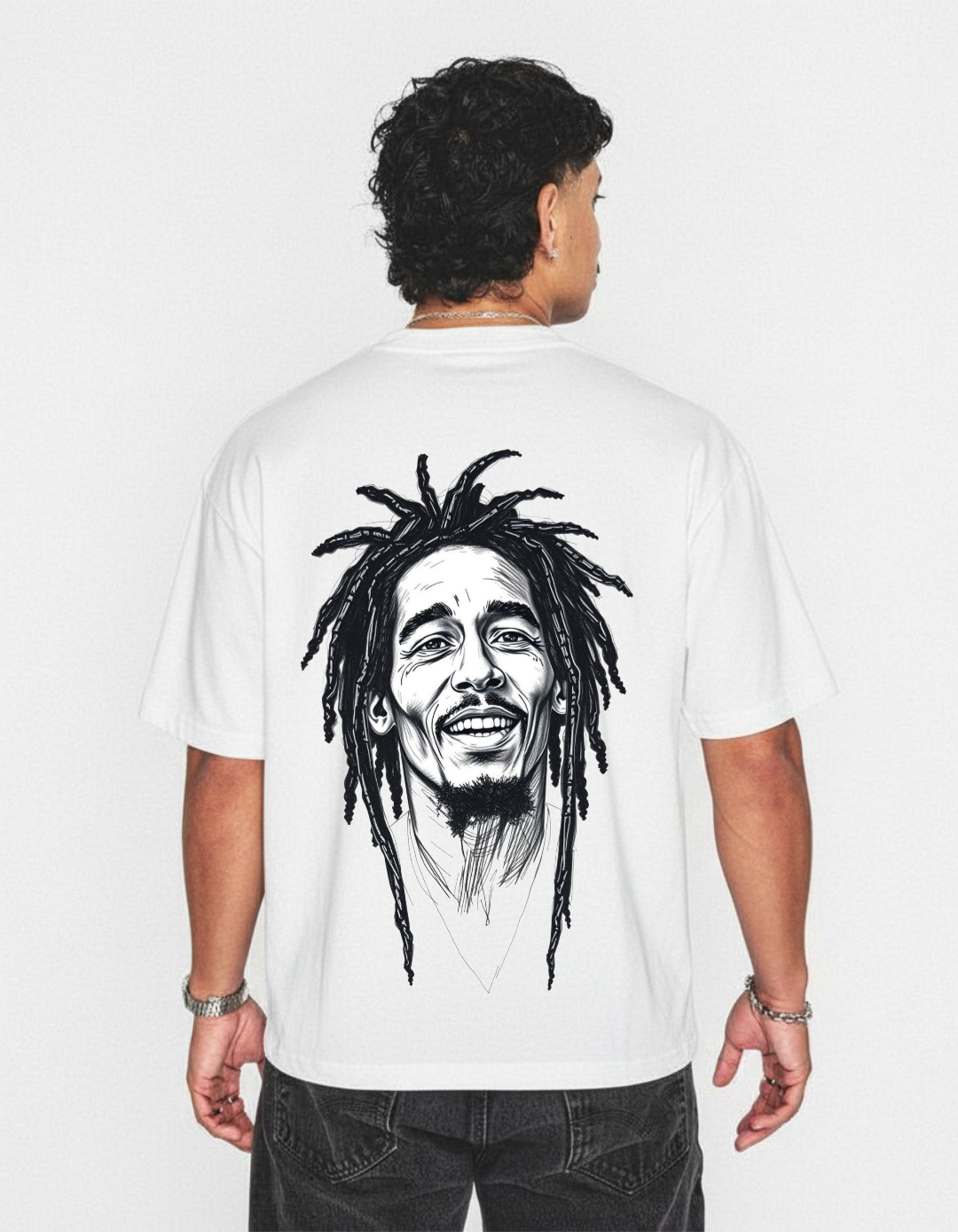 Men's 'BOB MARLEY' Oversized T-shirt - White