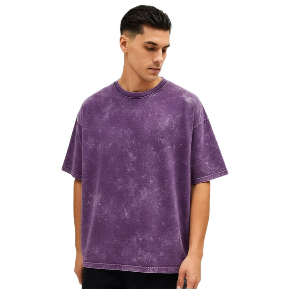 Men's Acidwash Oversized T-shirt - Purple