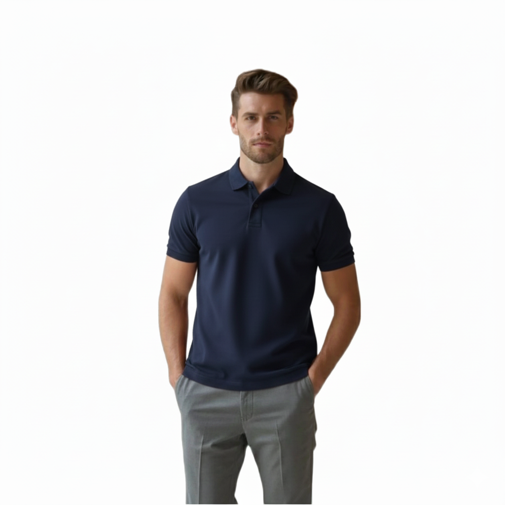 Navy Blue Cotton POLO T-shirt