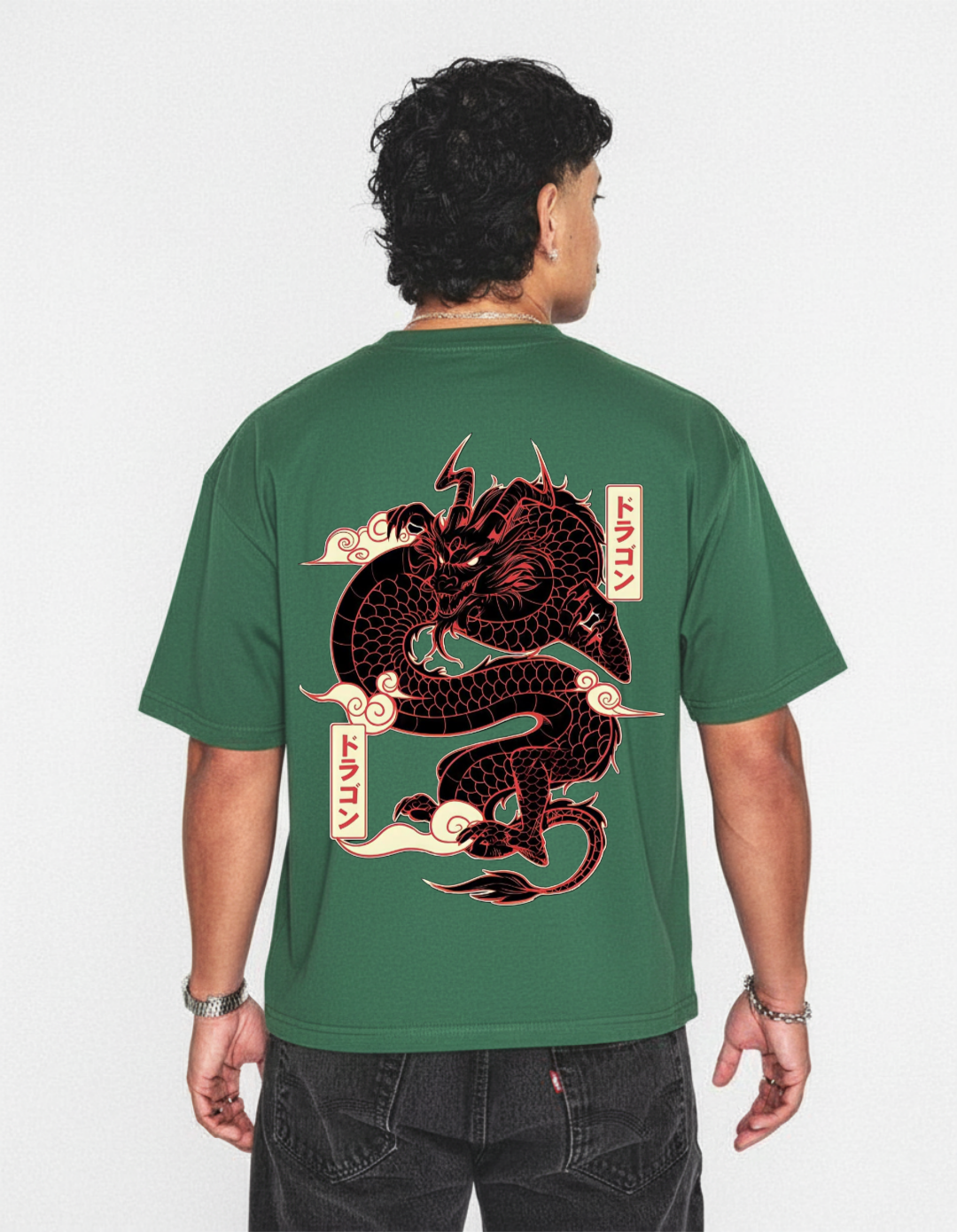 Men's 'Dragon' Printed Oversized T-shirt